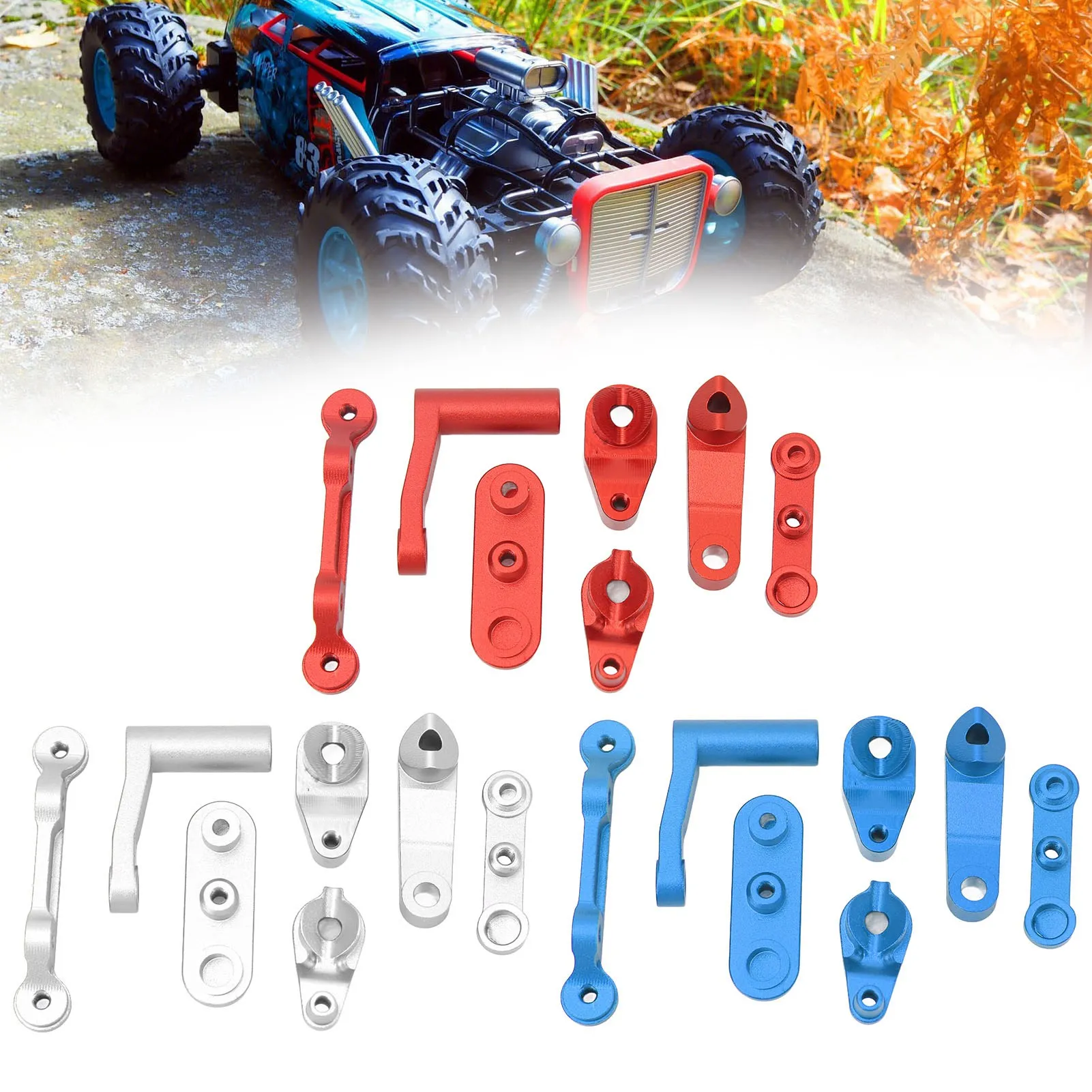 

RC Steering Bellcrank Set Wearable Aluminum Alloy Metal RC Steering Assembly Upgrade Part Improve Performance for 1/10 RC Car