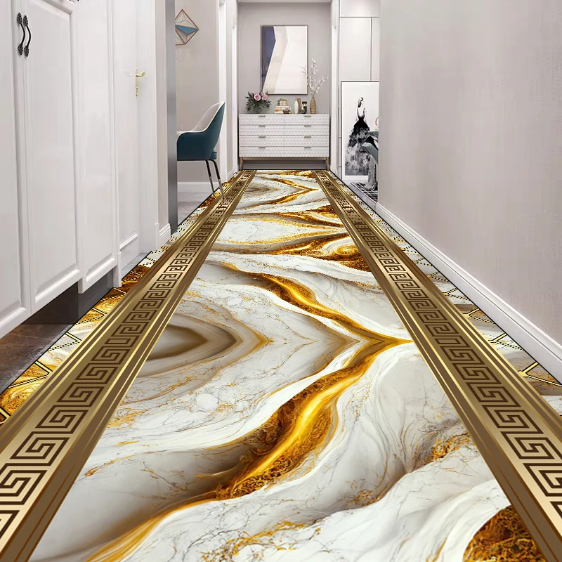 Luxury Golden Long Corridor Carpet  High End Hotel Lobby Decoration Rugs Stairway Hallway Stairs Runner Rug Non-slip Kitchen Mat