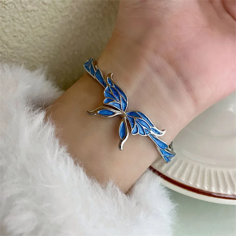 Fashion Dreamy Fantasy Blue Butterfly Bracelet Female Exquisite Bracelet 2023 New Fairy Temperament Versatile Hand Jewelry Gifts