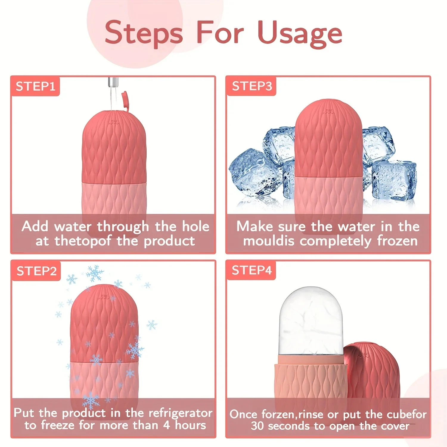 أسطوانة وجه ثلجية قابلة لإعادة الاستخدام وأداة غوا شا من الفولاذ المقاوم للصدأ للعناية بالبشرة الانتفاخ أسطوانة الوجه على شكل ثلج لتقليص المسام ورفع الوجه #6