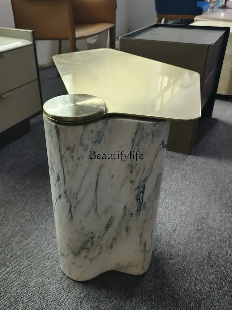 yj21  Marble Side Table Irregular Shape Rotatable Light Luxury High-End Feel Leisure Corner Table