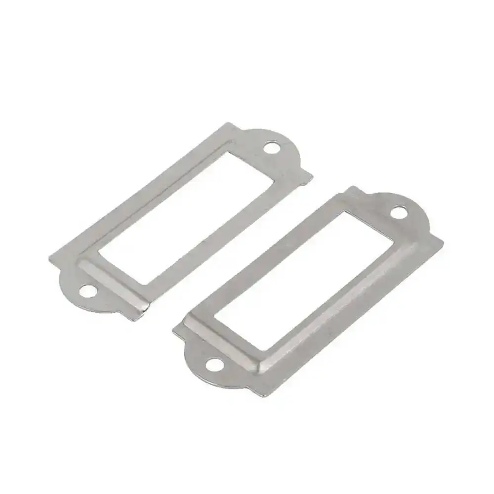 

50 Pcs Office File Drawer Label Tags Name Card Holders Silver Tone Universal Type