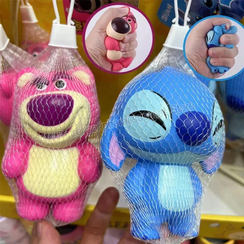 Disney Stitch zabawki dekompresyjne Kawaii truskawkowy niedźwiedź Lilo i stich lalka Model powolne powracanie do kształtu zabawki antystresowe prezenty dla dzieci