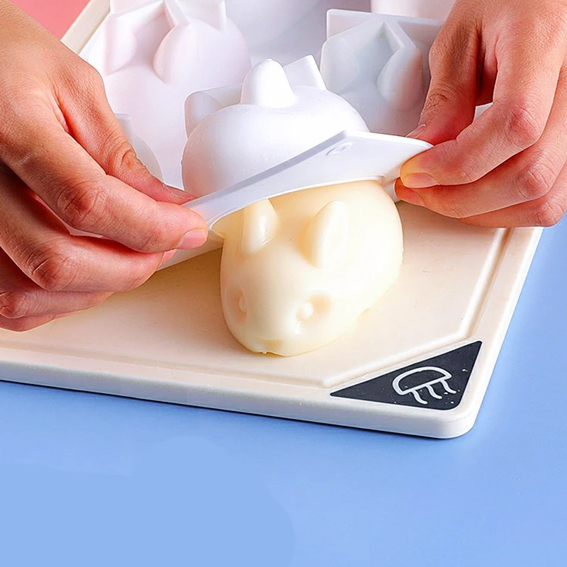 3D Kaninchen Silikon Seife Form DIY Kerze Form Nette Kuchen Pudding Schokolade Dessert Backen Zubehör Kerze Machen Liefert