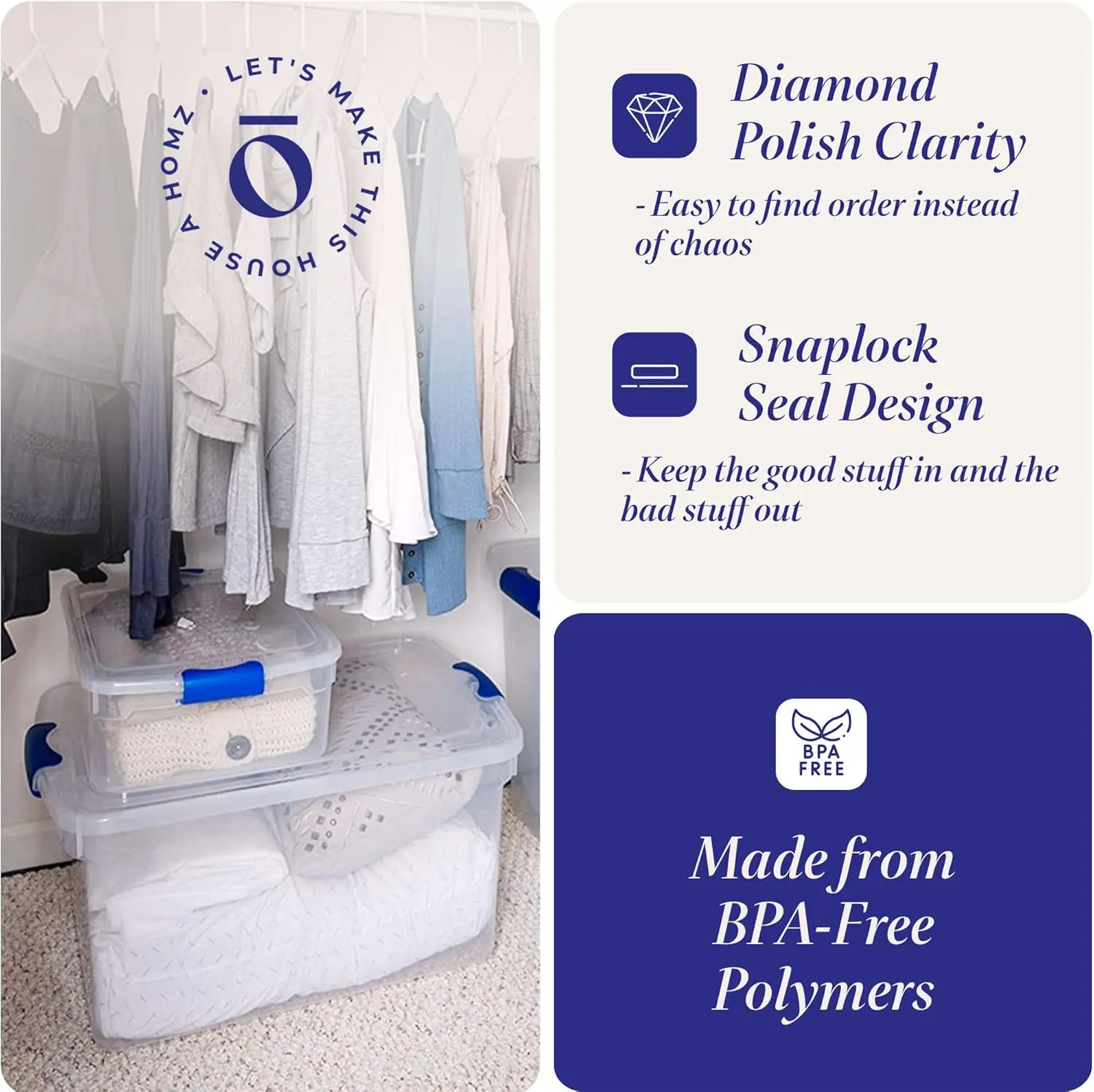 Large Clear Plastic Storage Bins with Lids, 66 Quart Stackable Container Boxes for Home Organization