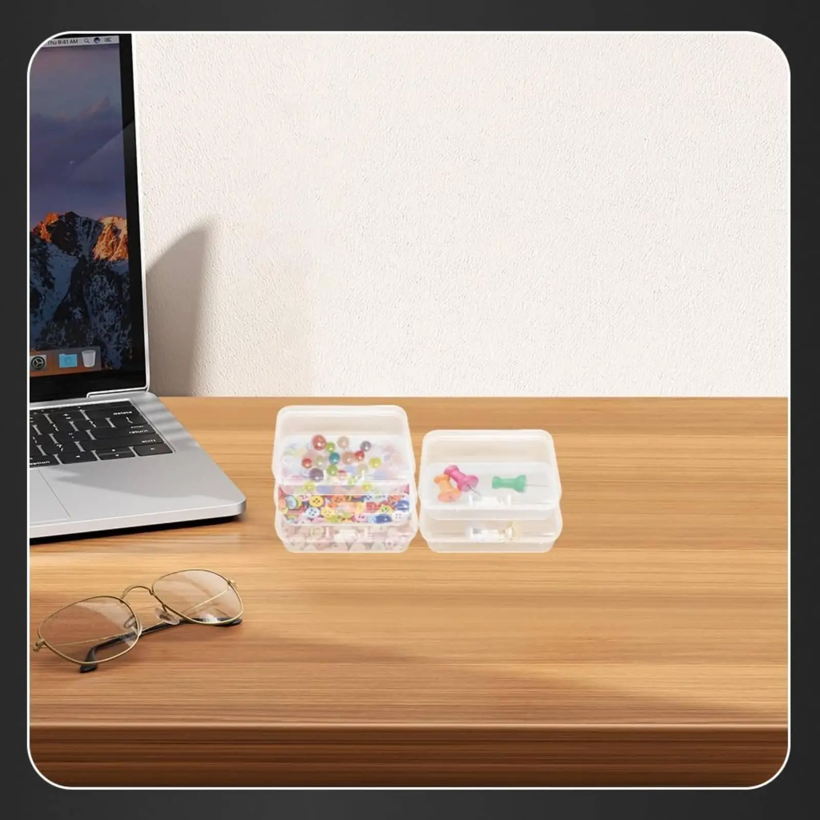 Card Storage Case Transparent Plastic Organizer Box Long Stackable Container with Lid for Travel Drawers Shelves