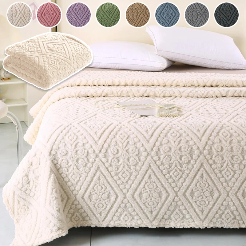 

Autumn Winter Thick Warm Blanket 3D Jacquard Design Office Nap Throw Blanket Bed Sheet Cover Blanket Pet Blanket(No Pillowcase)