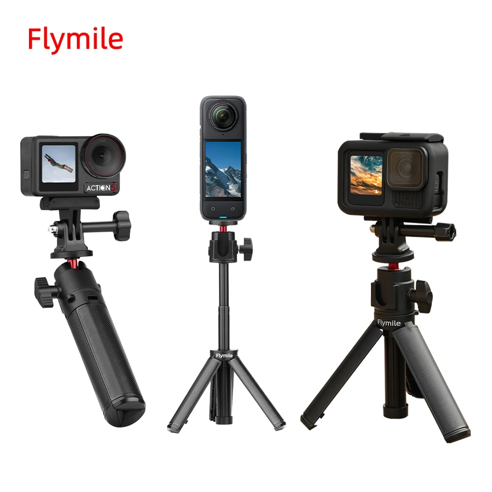 

Flymile Selfie Stick Tripod for GoPro 13 12 11 10 9/Insta360 X5/DJI Action 5 Camera Extendable Selfie Vlog Portable Lightweight