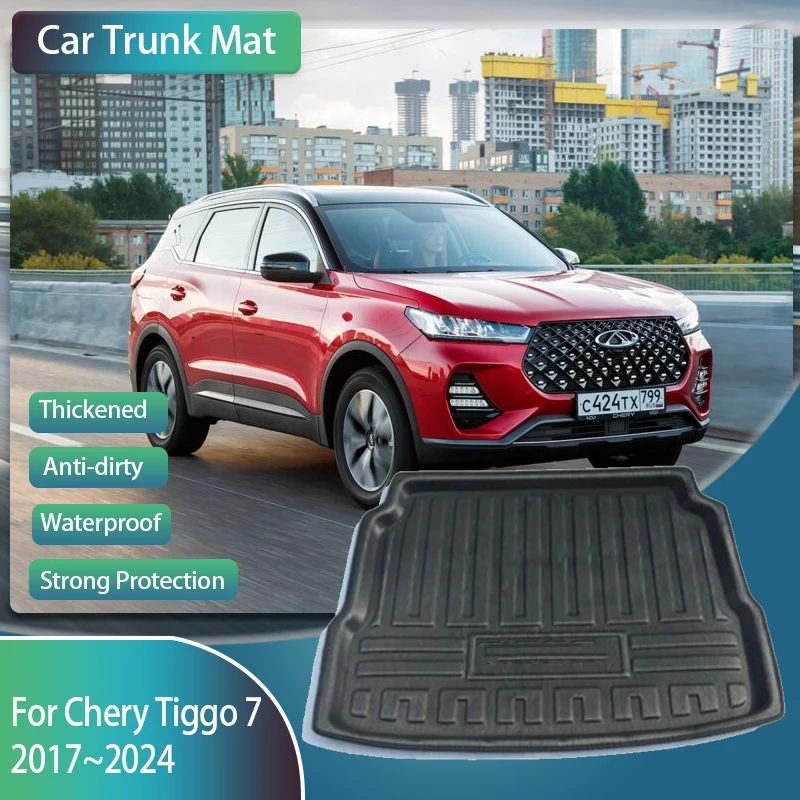 Car Mats For Chery Tiggo 7 Pro Plus Chirey Fownix T15 2017~2024 EVA Boot Tray Carpet Mud Rear Trunk Storage Pad Auto Accessories