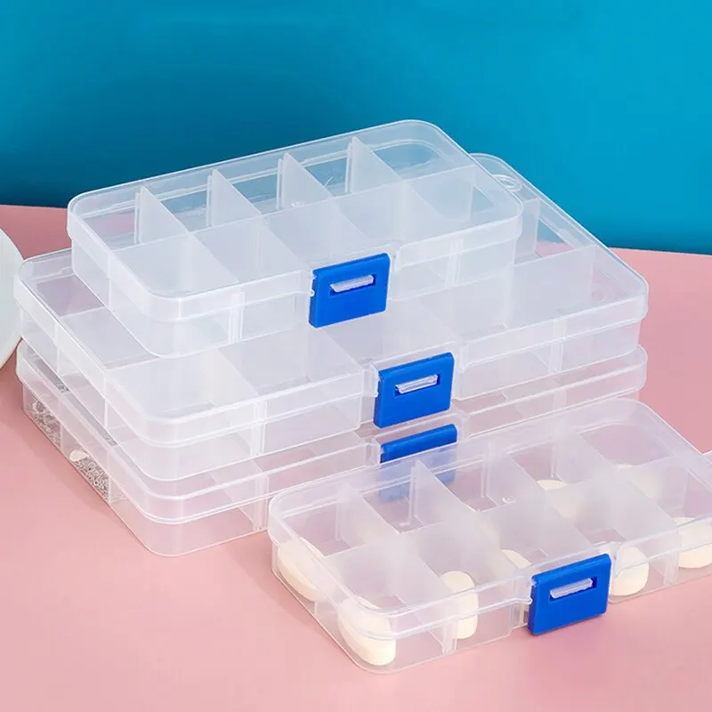 1pc Transparent 15 Grid Adjustable Plastic Jewelry Boxes Plastic Craft Organizer Storage Beads Boxes Packaging Medicine Box