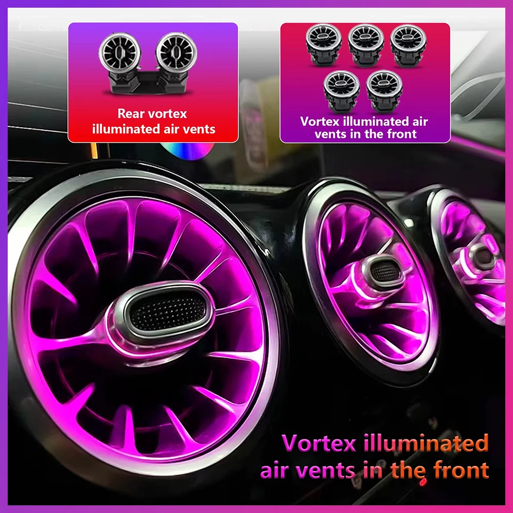 

For Mercedes-Benz C class W205 X253 GLC W213 Car LED Nozzle Air Conditioning Atmosphere Lamp Strips Air Vent Neon Ambient Light