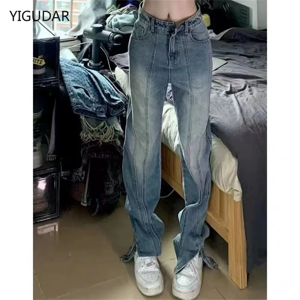 Wide Pants Cowboy Pants for Women Clothing Jeans Y2k Women's Clothing 2022 High Waisted Jeans Woman 90s Clothes Harajuku Fashion