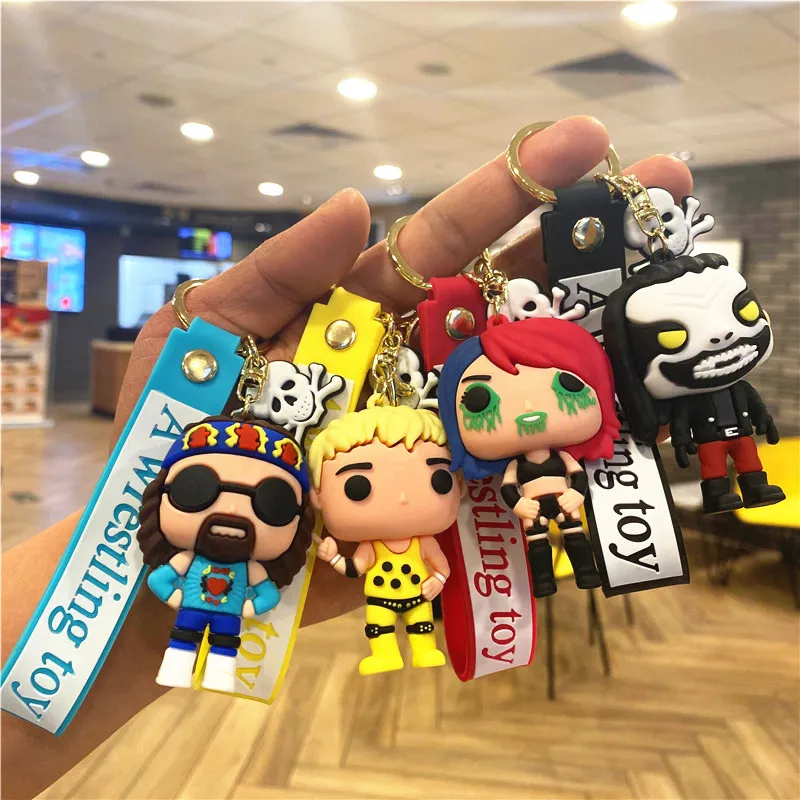 Cute Anime Wrestling Keychain Car Key Chain Toys Accessories Keychains Men Women Pendant Friends Bag Keyring Creative Charm Keys
