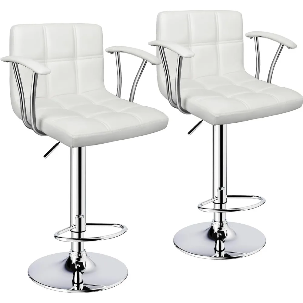 

Bar Stools Set of 2,Armrest Adjustable Swivel Barstools with Back & footrest,Double Needle PU Leather Counter Height Bar Stools