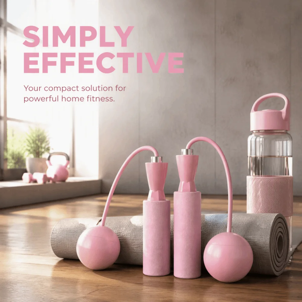 PVC Rope Material Cordless Jump Rope Blue Pink Color Option TPR Weighted Balls Cordless Skipping Rope Weighted Ball Design