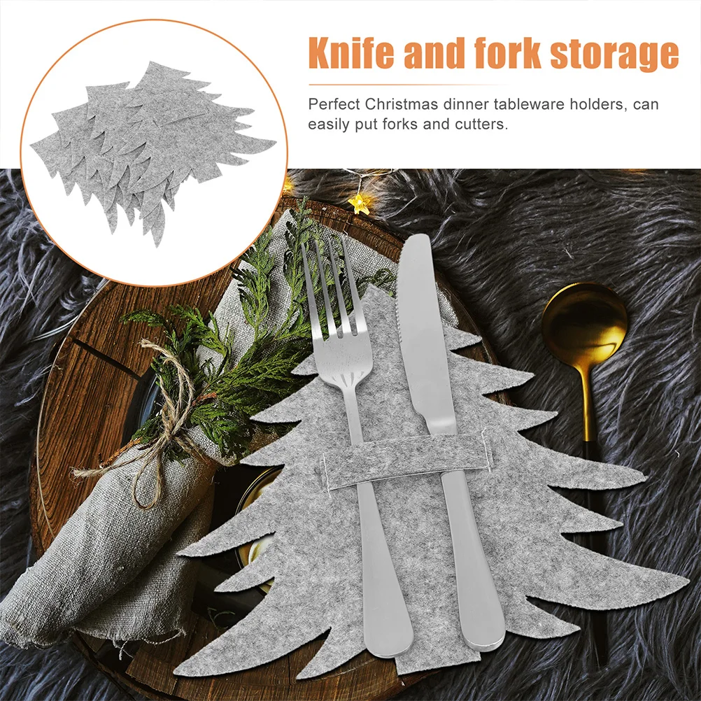 

8 Pcs Christmas Cutlery Set Xmas Tree Themed Holders Pouch Silverware Dinner Tableware Bags Non-woven Fabric Design Pouches