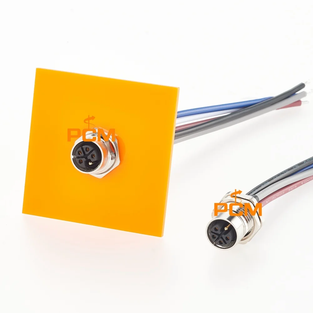 M12 L Code 5Pin Female Panel Mount Connector Cable to Open End Bare Wire Industrial Power Cable for Automation and Control