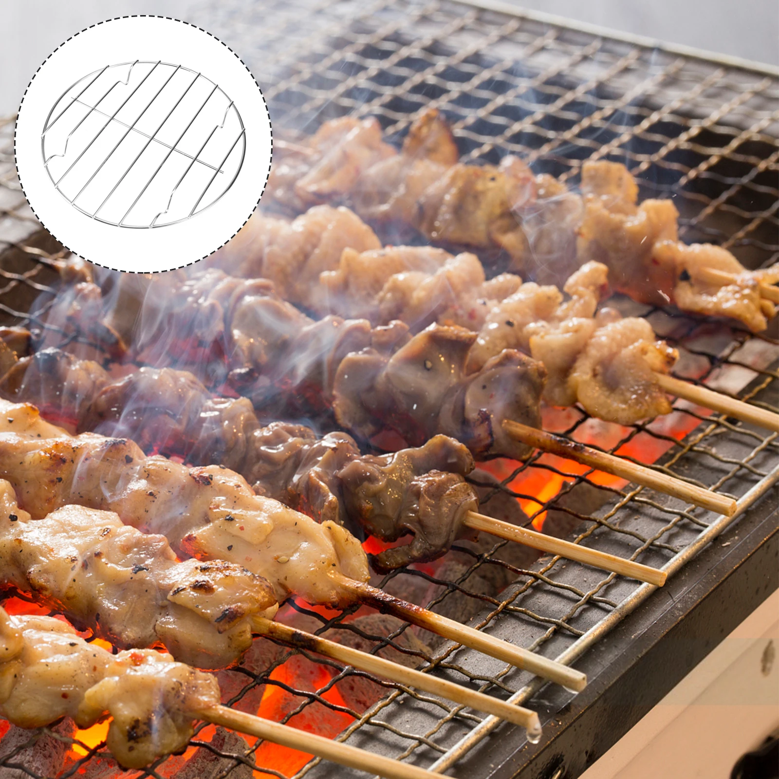

2pcs Stainless Steel Barbecue Stand Durable Bbq Rack Lightweight Portable Round Grill 20Cm Silver No Tray Easy Use Outdoor