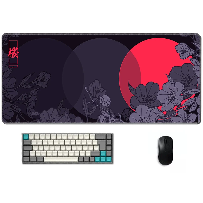 

Sakura Circle Desk Mat 90x40 Large Mousepad Anime Office Rug Laptop Gamer Computer Keyboard Pad Desktops Kawaii Mice Deskmat Xxl