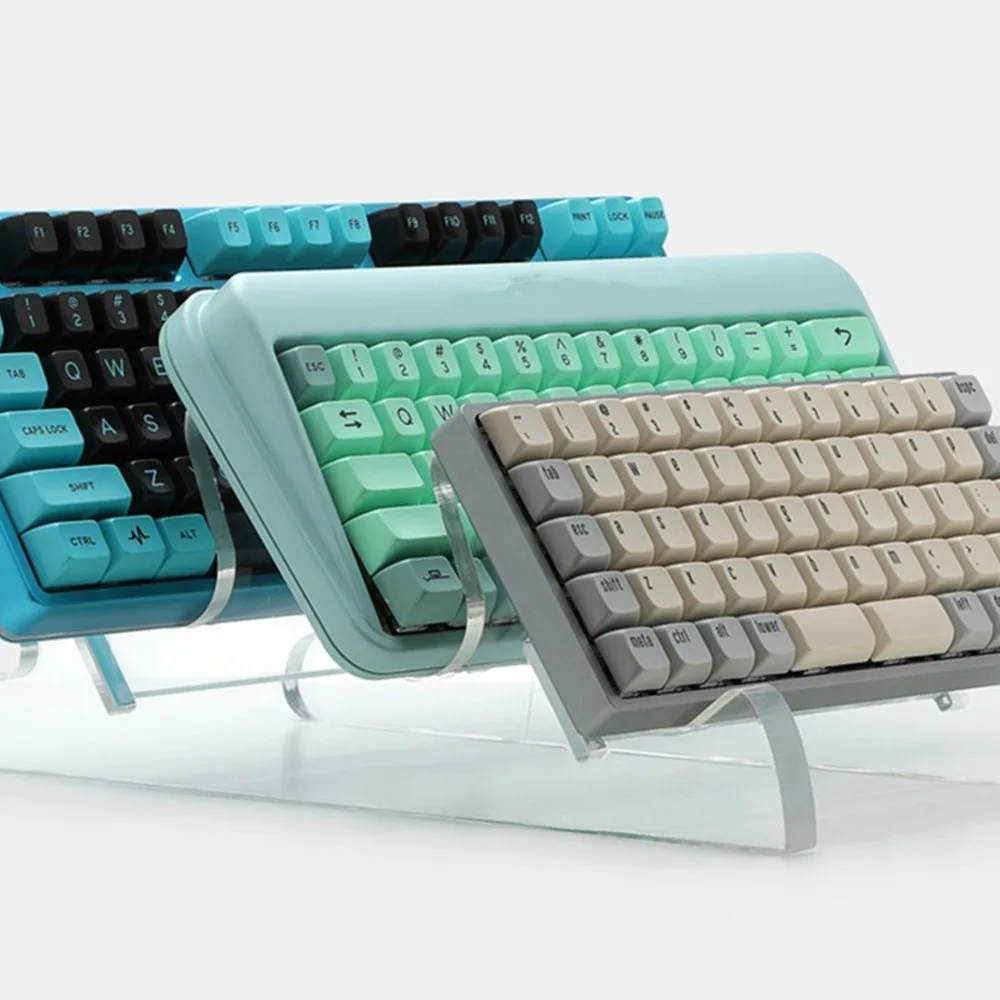 Suporte de teclado de jogo acrílico transparente conveniente suporte destacável suporte de armazenamento de teclados de 3 engrenagens