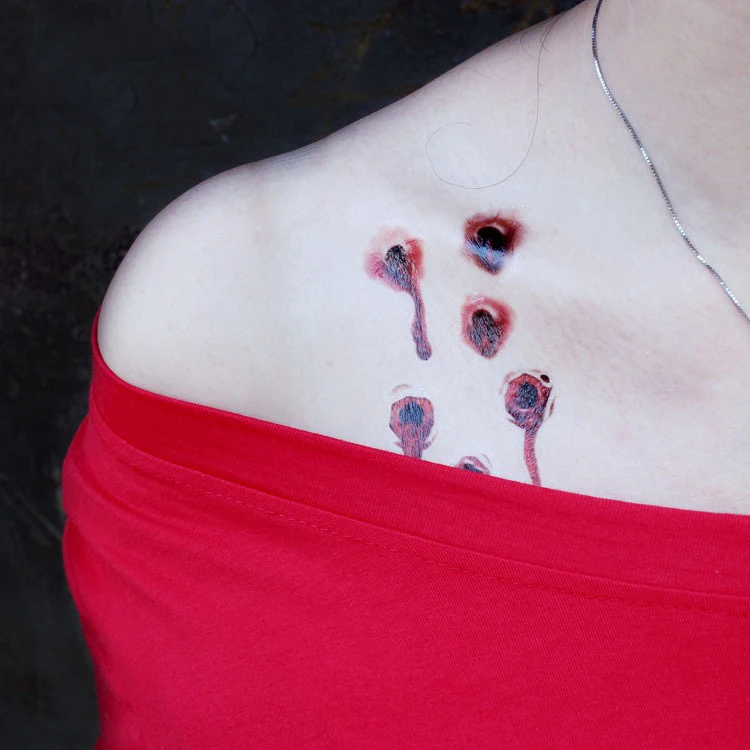 1pc Halloween Temporary Tattoo Sticker, Waterproof, Bite Mark, Zombie Acars Wound, Cosplay Party, Makeup Prop