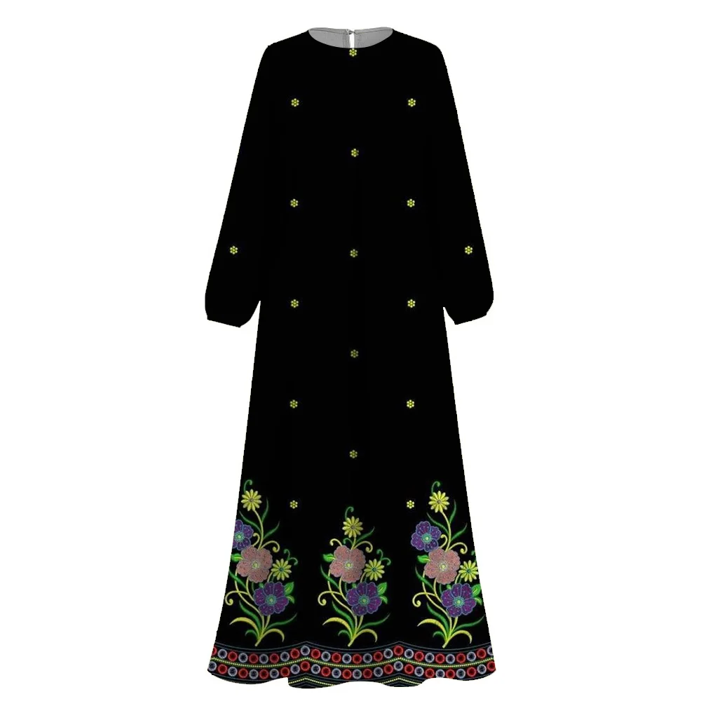 2024 Demure Printing Ramadan Abaya African Dresses Femme Muslim Round Neck Muslim Abayas Turkey Dubai Islam Clothing Abaya Dres