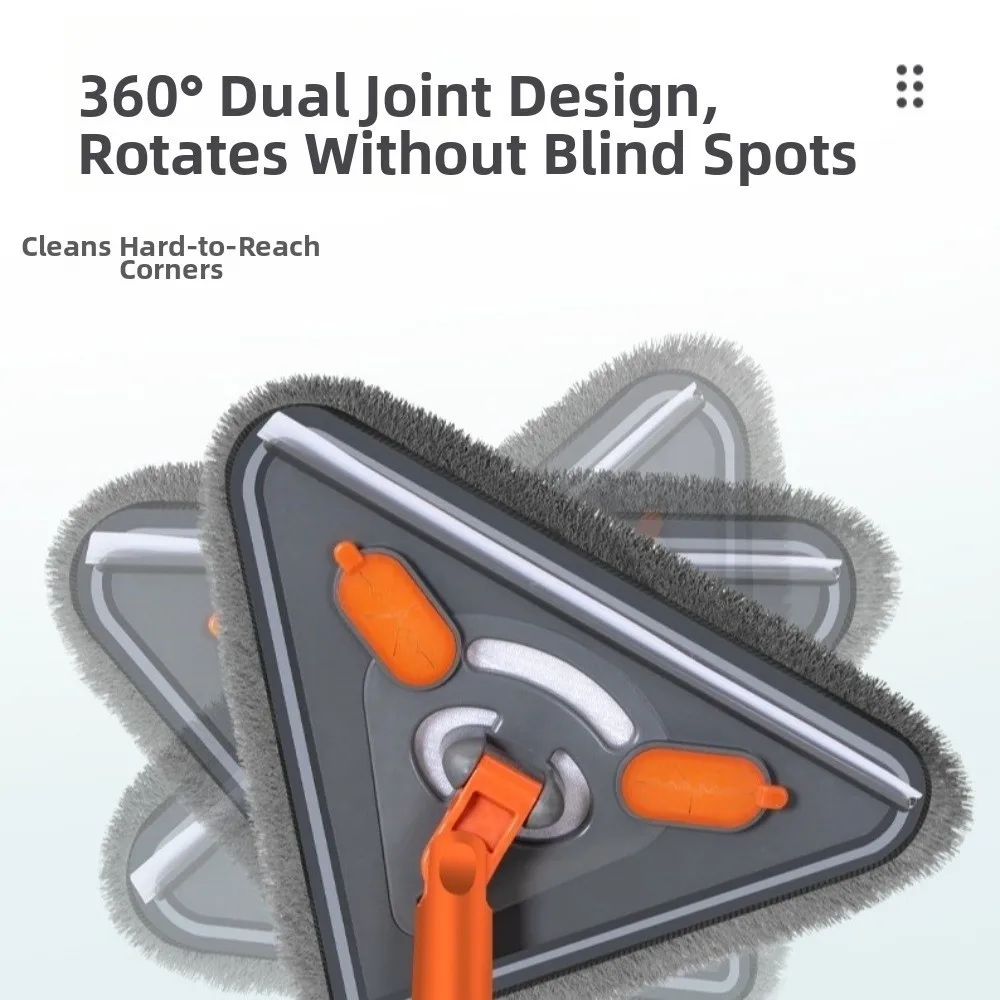 New 360° Rotatable Window Cleaning Mop Dry And Wet Use Extension Pole Glass Door Mop Triangle Shape Glasss Wall Mop For Ceiling