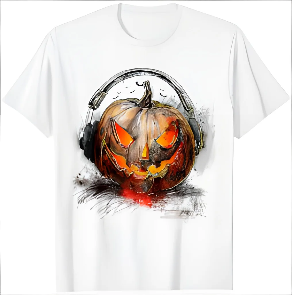 

Pumpkin Costume Halloween Graphic Headphone Art Pumpkin T-Shirt