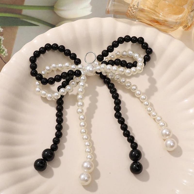 

1PC Handmade Shoes Clip Double Layered Pearl Bead Bowknot Charm Shoe Buckle Decoration Bag Pendant Bow Key Chain Accessories