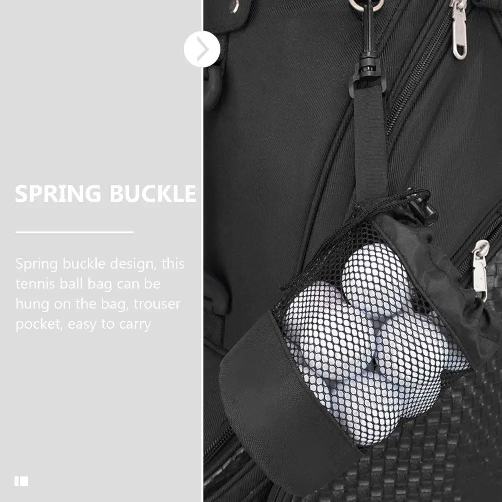 

Tennis Ball Holder Mesh Waist Bag for Golf Balls Spring Buckle Fastening Breathable Nylon Easy Wash Large Capacity Portable