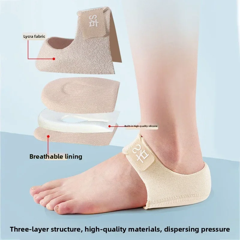 1 Pair Silicone Heel Pads, Shock Absorption, Relieving Leg Pressure, Adjustable Straps, Prevent Slipping Insoles - view 4