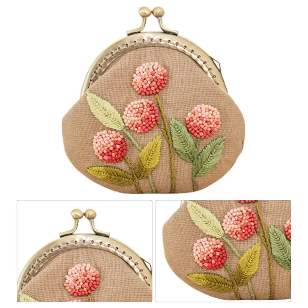 Handmade DIY Flowers Bird Embroidered Clutch Coin Purse Wallet Mobile Phone Bags Kit Embroidered for Wallet Crafts