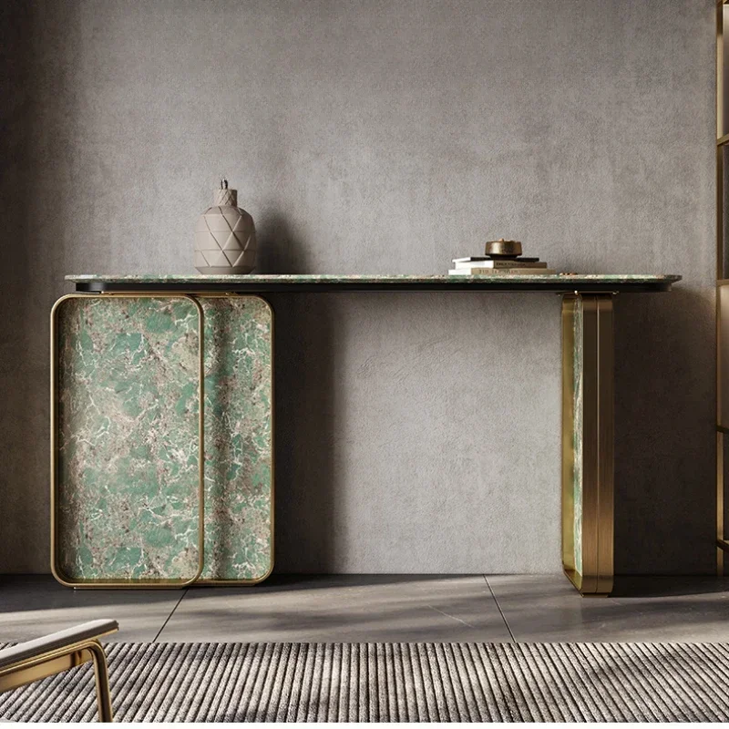 

Modern Minimalist Front Living Room Corridor Wall Door Stone Plate Console Tables
