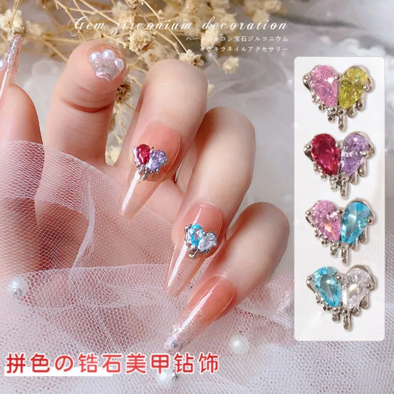 3 PCs Water Drop nail art Rhinestones Crystal Stones 4Color 8x8mm Shiny diy jewelry charms nail art Deco