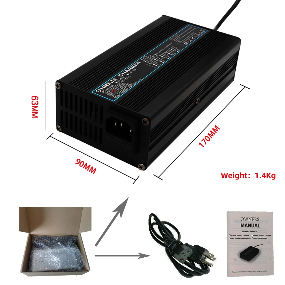 Imagem -05 - Carregador para 10ah 15ah 100ah 37v Li-ion Bateria 10s Carregador 37v Carregadores Case Liga de Alumínio Qualidade Ventilador Inteligente Ohrija 42v 12a