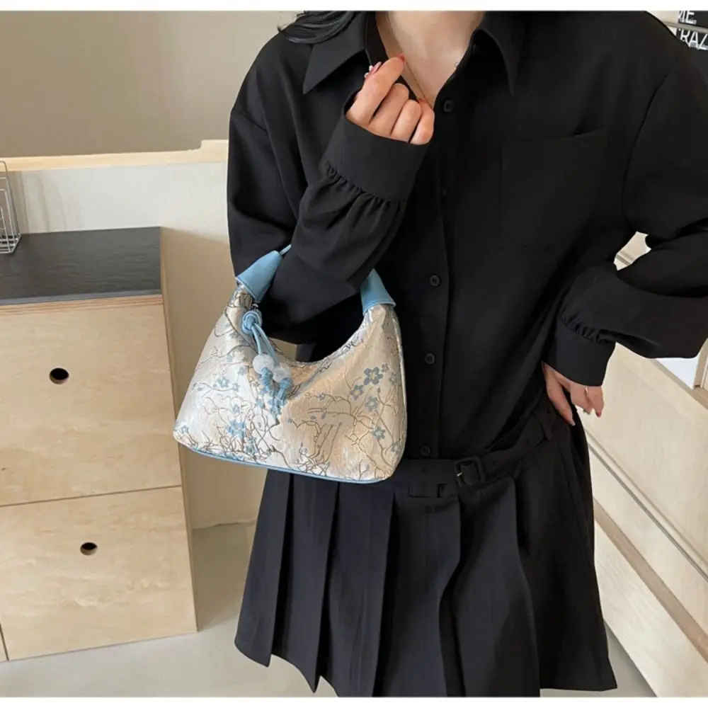 

Portable Embroidered Chinese Style Handbag Purses Canvas Hanfu Embroidery Handbag Crossbody Bag Zipper Cheongsam Bag Wedding