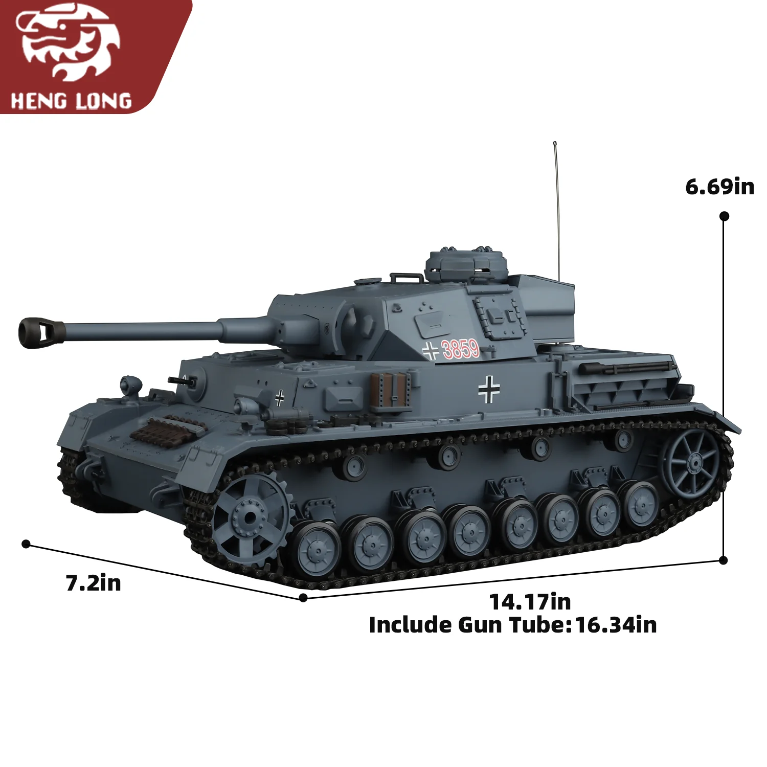 Chars Heng Long rc 1/16 modèle de char allemand Panzer IV F2-Type (Ver de base entièrement en plastique. & 320 °   Tourelle rotative et TK7.0) No.3859