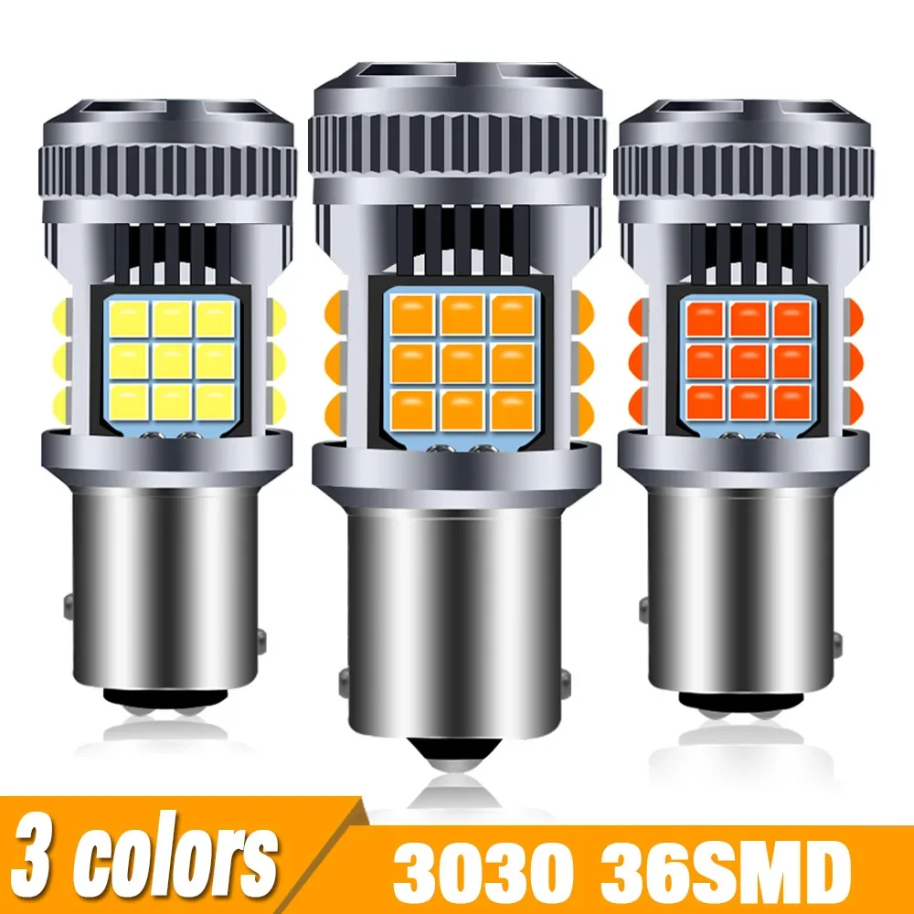 Luz LED Canbus superbrillante para coche 1156 BA15S BAU15S 1157 lámpara de señal de giro inverso sin Error blanco ámbar 7440 7443 para vehículo
