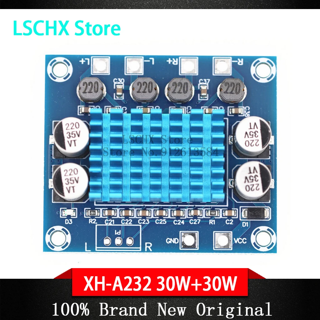 XH-A232 30W+30W Dual Channel Digital Stereo Audio Power Amplifier Board 12V 24V Amplifier Board 8-26V DC Audio Amplifier Board