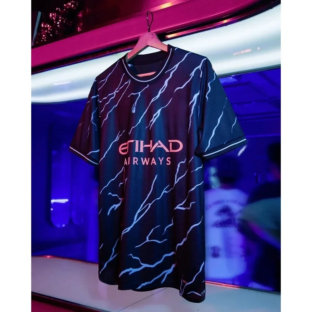 

25-26 Manchester City retro football jersey T-shirts Summer men's and women's 3D printed quick-drying T-shirts for children