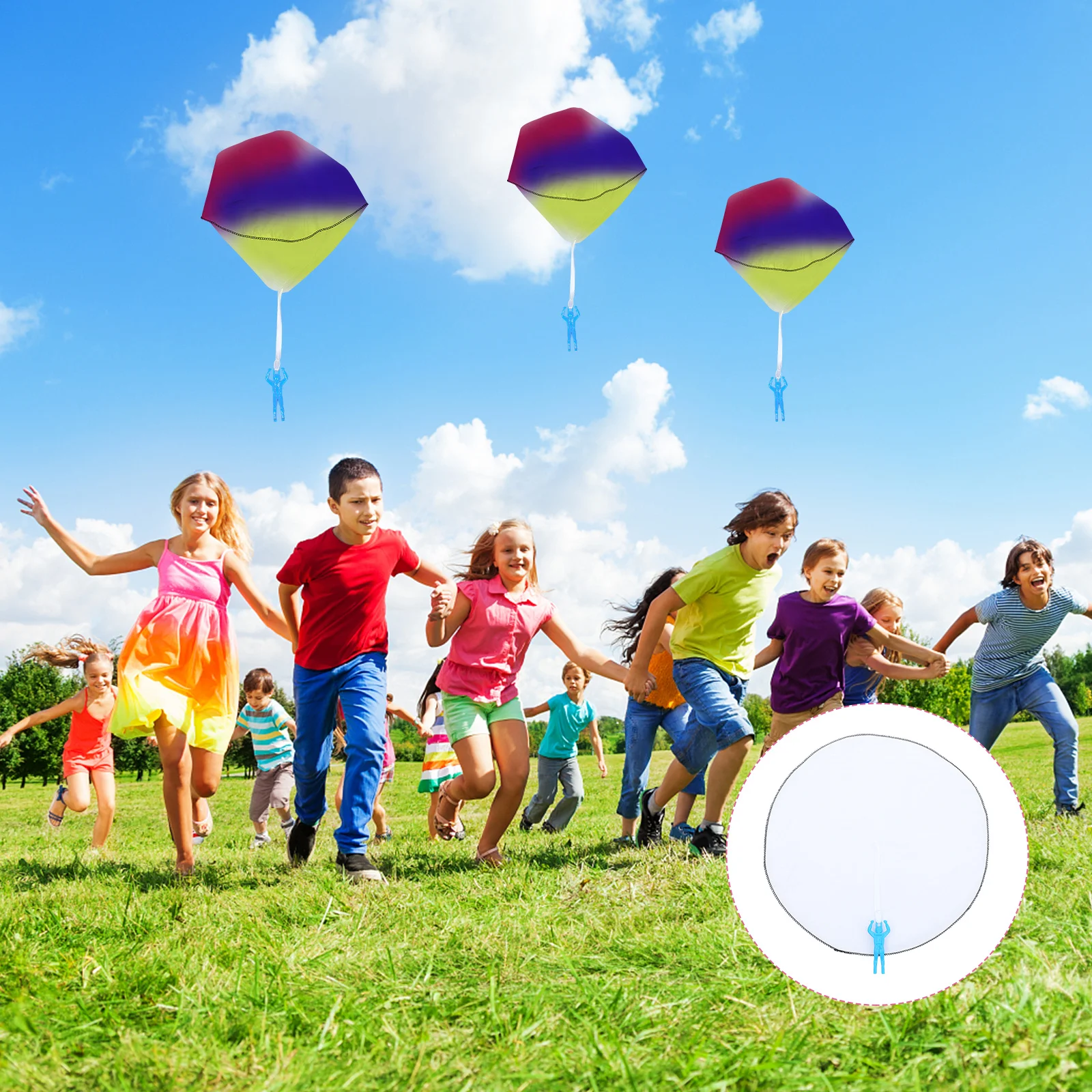 

8Pcs DIY Blank Kids Parachute White Parachutes for Drawing Creative Flying Mini Parachute Playthings Flying Toys
