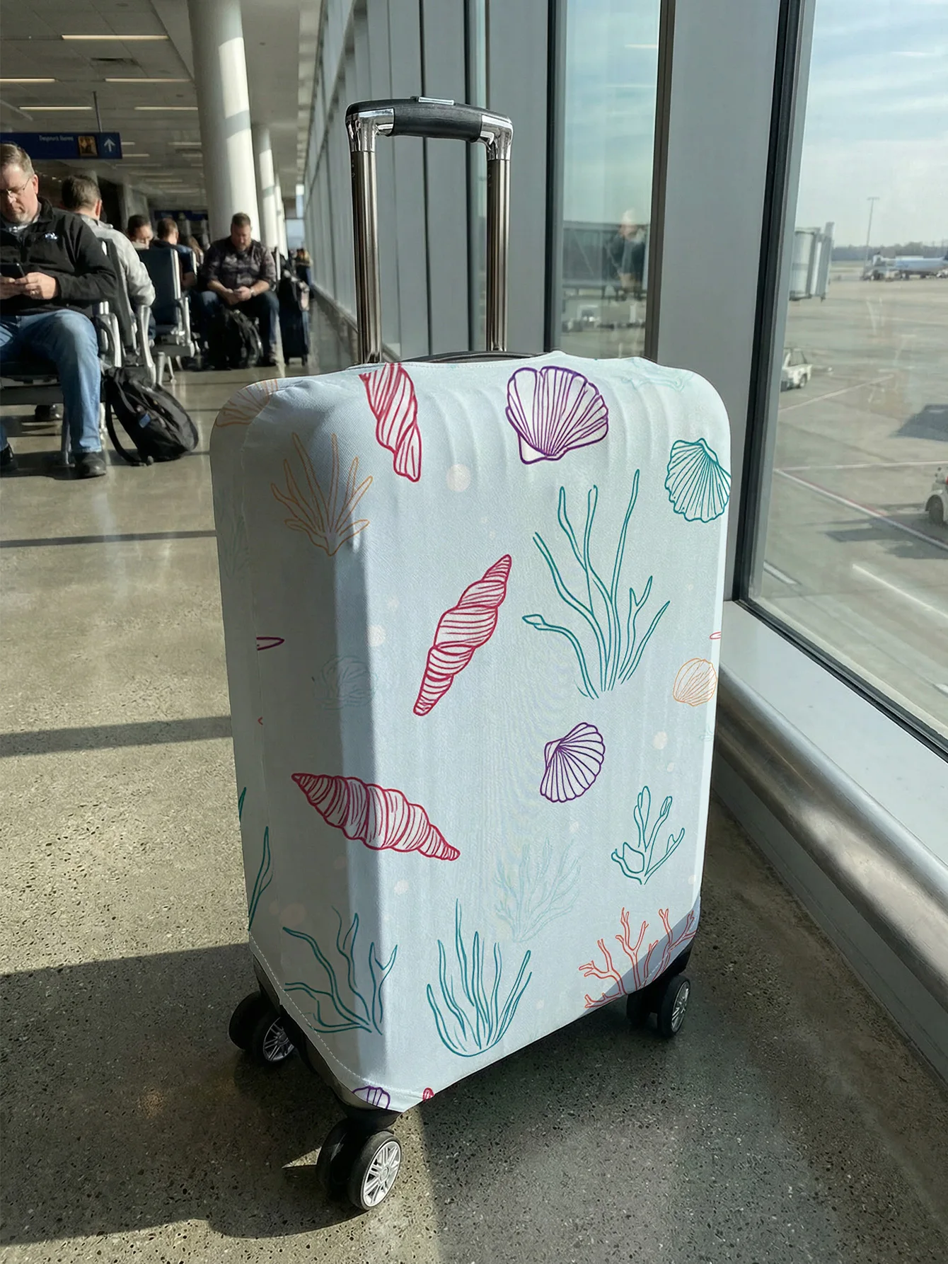 Colorful Shell Coral Print Luggage Cover, Suitable for 18-32 Inch Luggage Cover, Luggage Handle Sleeve, Travel Accessories