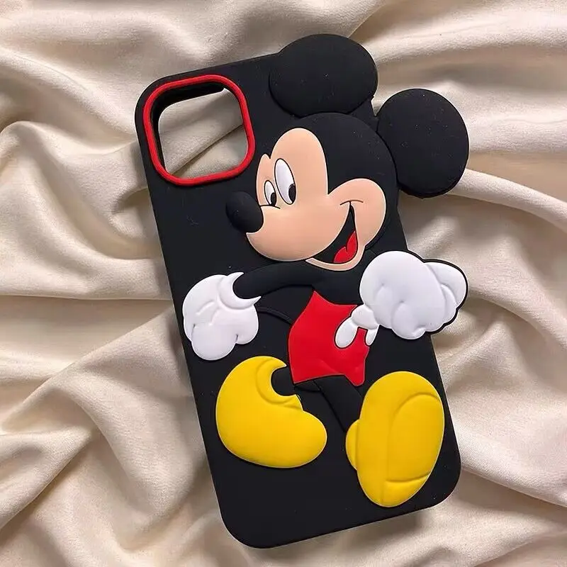 For iPhone 16 promax 15 14 Pro Max 13 12 11 7 8 Plus 6 6s SE So Cute 3D Cartoon Mickey Minnie Phone Case Soft Silicone Cover