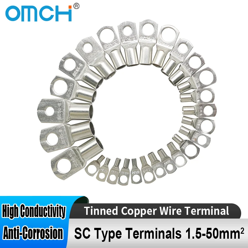 OMCH 5/10/20PCS SC Type Terminals Wire Welding Cable Connector Suit 1.5-50mm2 Cable Crimp Wire Connectors
