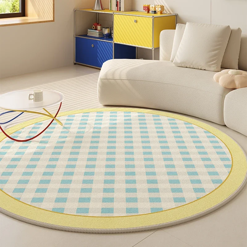 Dopamine Color Bedroom Decor Round Carpet Thicken Plush Carpets for Living Room Washable Bedside Floor Mat Fluffy Soft Study Rug