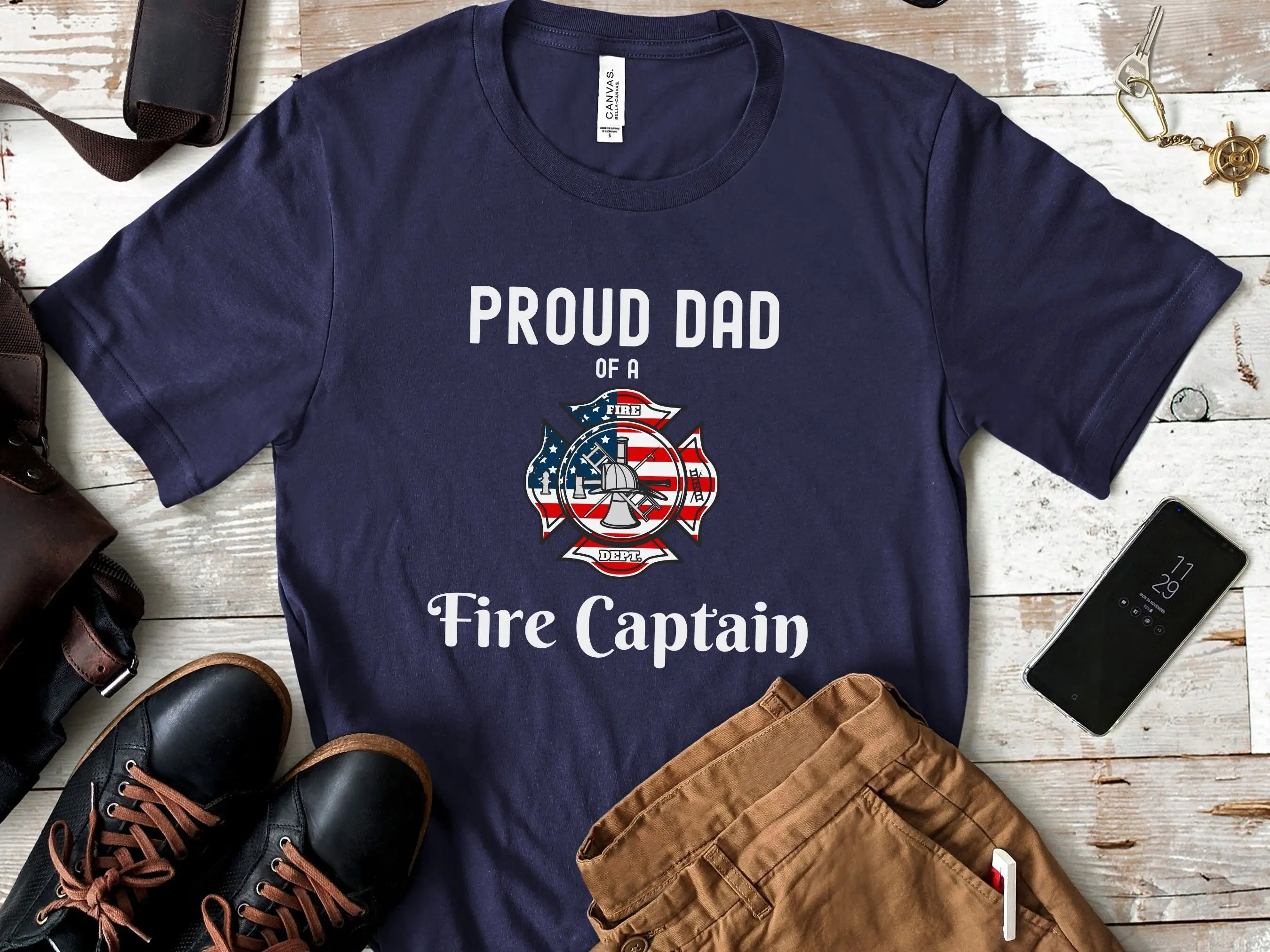 

Fire Captain Dad T shirt Proud of a Firefighter