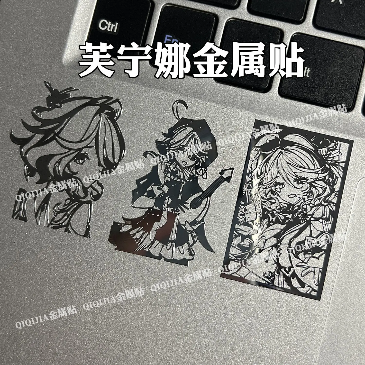 4Pcs/Lot Furina de Fontaine Stickers Simple Focalors Hydro Archon God of Justice Metal Stickers Decorative Waterproof Stickers