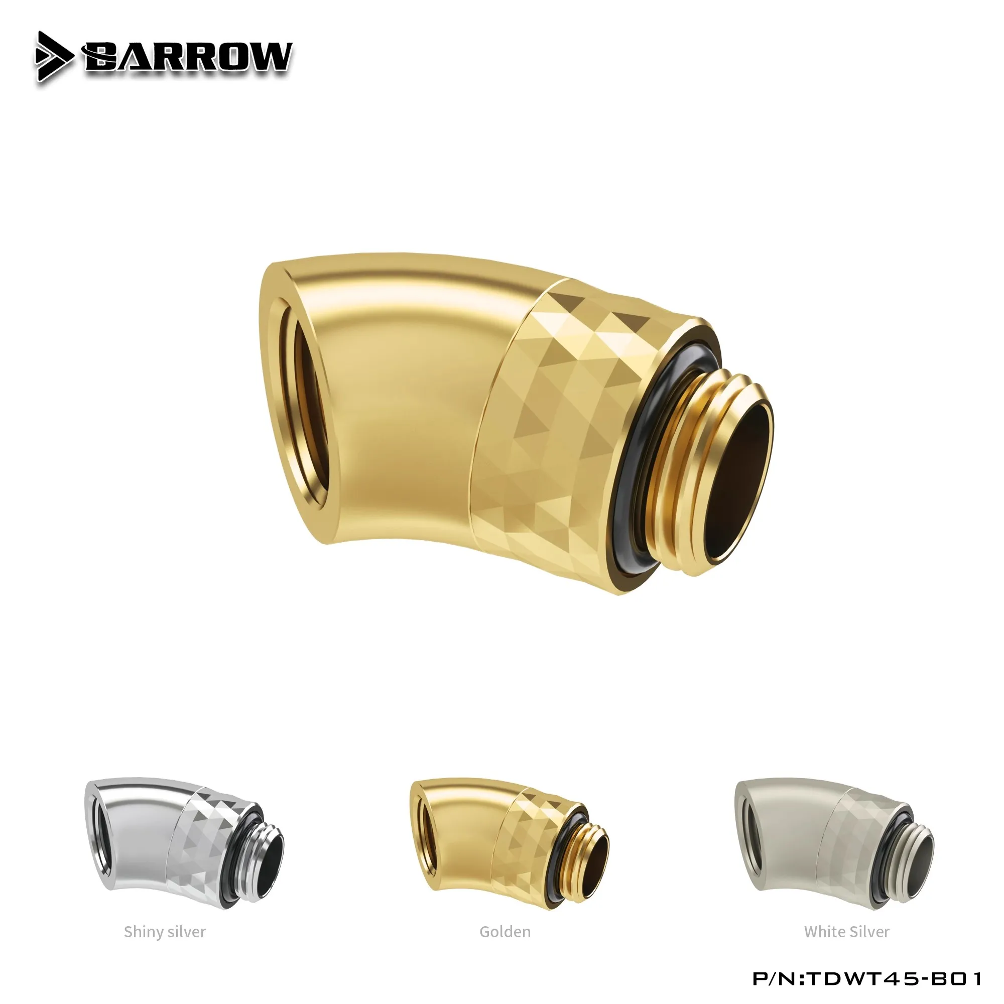 Barrow 45 Degree Fitting G1/4'' Brass 360Degree Rotary Accessories of Adaptors For Water-cooling System