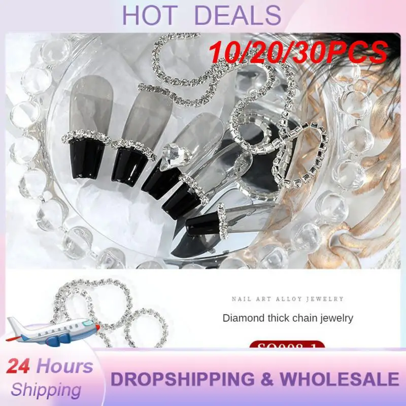 10/20/30PCS Nail Claw Drill Chain Super Sparkling Rhinestone Customizable Women Nail Accessories Nail Decorations