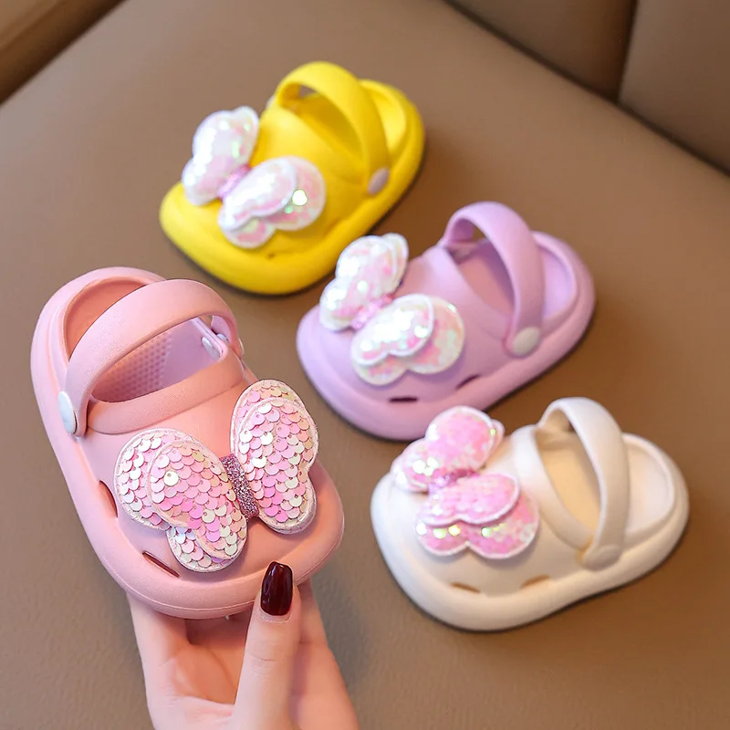 Children\'s Sandals and Slippers Summer Cartoon Girls Home Indoor Non-Slip Soft Bottom Cute Princess Baby Toe Hole Shoes